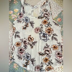 Ardene Floral Tank Top - White with Multicolor